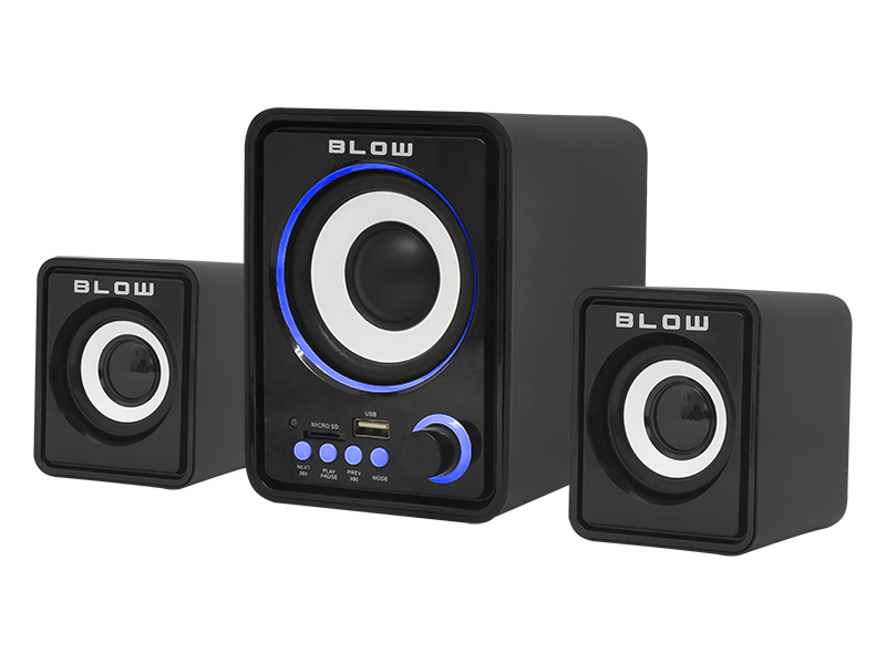 66-377#--Specyfikacja:- Zestaw głośnikowy: 2.1 / Mp3- Zasilanie: port USB 5V- Czytnik kart pamięci:&amp;nbsp;max 32GB- Sterowanie głośnością- Moc:&amp;nbsp;5w woofer + 2 x 3W głośniki- Głośnik:&amp;nbsp;1 x 3&amp;rdquo; 2 x 2&amp;rdquo;- C