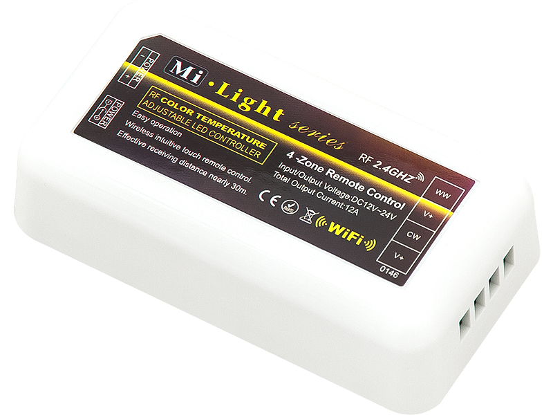 70-798#--Odbiornik sterowania LED biały ciepły/zimny o mocy wyjściowej 144 WBezprzewodowy odbiornik sterowany drogą radiową o częstotliwości 2.4 GHz&amp;nbsp;wsp&amp;oacute;łpracuje z&amp;nbsp;pilotem czterostrefowym lub&amp;nbsp;za pomocą&amp
