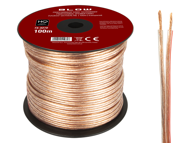 73-327#--Specyfikacja:- Długość przewodu: 100m- Rozmiar przewodu: 2x 4,00mm- Rodzaj przewodu: głośnikowy- Przekazywany sygnał: audio- Kolor: przezroczysty&amp;nbsp;Wysokiej jakości przew&amp;oacute;d głośnikowy przeznaczony do domowych i profesjonalny
