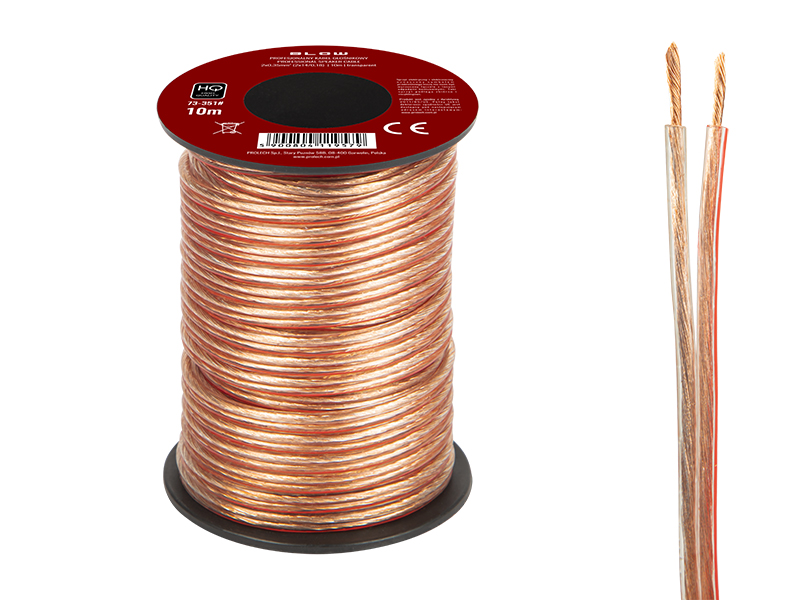 73-351#--Specyfikacja:&amp;nbsp;- Długość przewodu: 10m&amp;nbsp;&amp;nbsp;- Rozmiar przewodu: 2x0,35mm- Rodzaj przewodu: głośnikowy- Przekazywany sygnał: audio- Kolor: przezroczysty&amp;nbsp;Wysokiej jakości przew&amp;oacute;d głośnikowy 