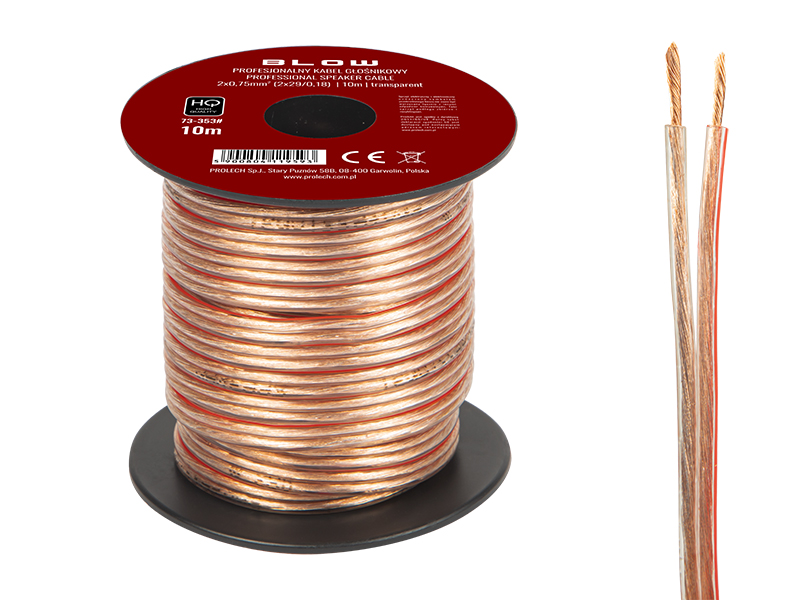 73-353#--Specyfikacja:- Długość przewodu: 10m- Rozmiar przewodu: 2x 0,75mm- Rodzaj przewodu: głośnikowy- Przekazywany sygnał: audio- Kolor: przezroczysty&amp;nbsp;Wysokiej jakości przew&amp;oacute;d głośnikowy przeznaczony do domowych i profesjonalnyc