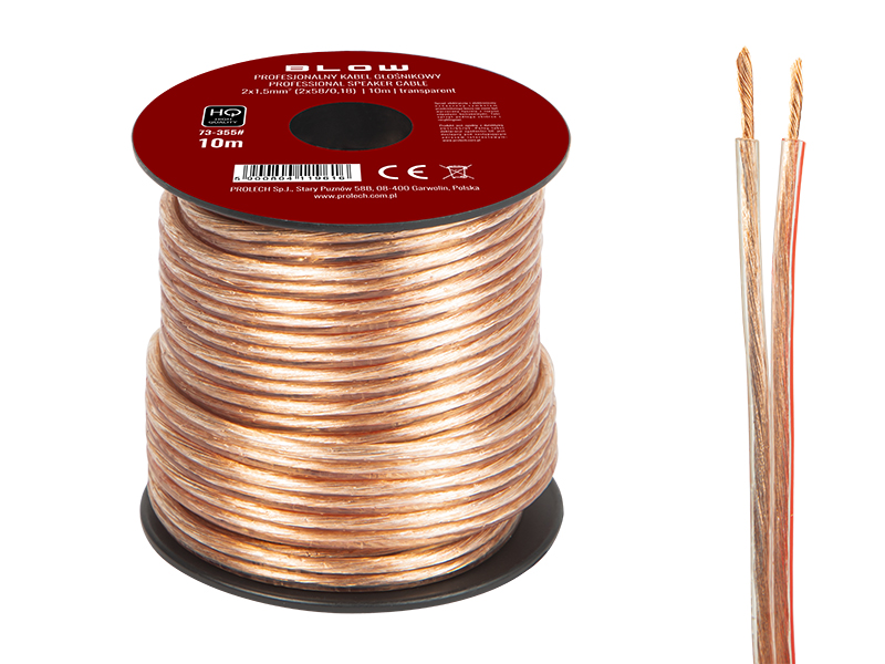 73-355#--Specyfikacja:- Długość przewodu: 10m- Rozmiar przewodu: 2x 1,5mm- Rodzaj przewodu: głośnikowy- Przekazywany sygnał: audio- Kolor: przezroczysty&amp;nbsp;Wysokiej jakości przew&amp;oacute;d głośnikowy przeznaczony do domowych i profesjonalnych