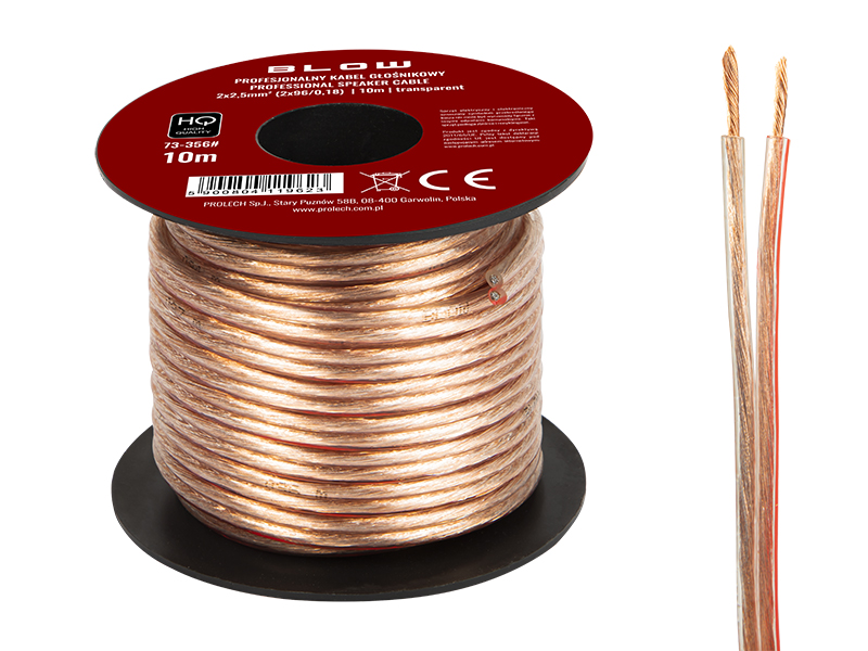 73-356#--Specyfikacja:- Długość przewodu: 10m- Rozmiar przewodu: 2x 2,5mm- Rodzaj przewodu: głośnikowy- Przekazywany sygnał: audio- Kolor: przezroczysty&amp;nbsp;Wysokiej jakości przew&amp;oacute;d głośnikowy przeznaczony do domowych i profesjonalnych