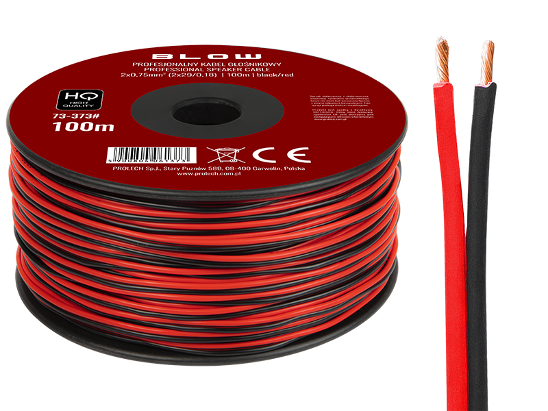 73-373#--Specyfikacja:-&amp;nbsp;Długość przewodu:&amp;nbsp;100m- Rozmiar przewodu:&amp;nbsp;2x 0,75mm-&amp;nbsp;Rodzaj przewodu:&amp;nbsp;głośnikowy-&amp;nbsp;Przekazywany sygnał:&amp;nbsp;audio- Kolor:&amp;nbsp;czarno-czerwon