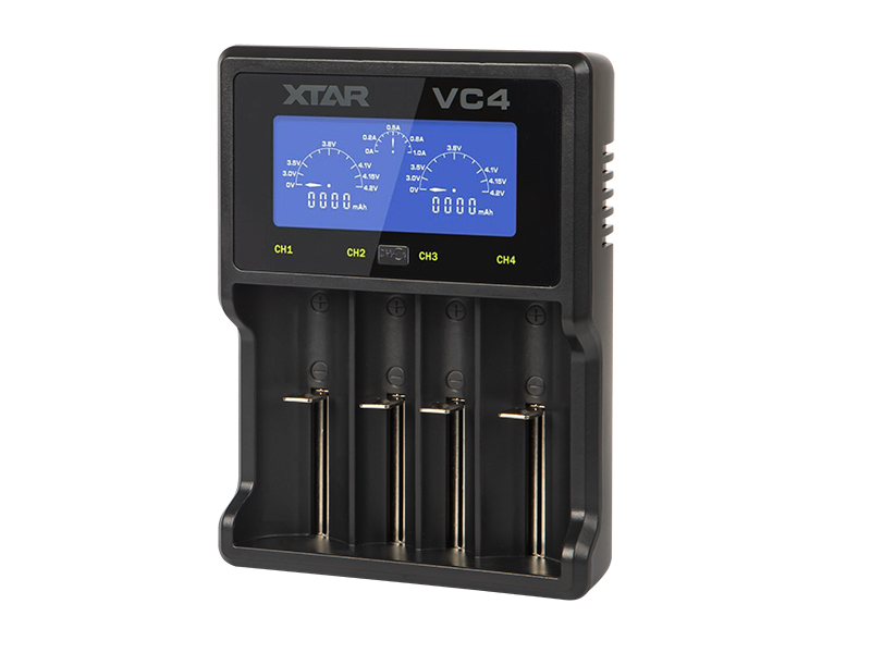 75-450#--Ładowarka do akumulator&amp;oacute;w NiMH i Li-ion Xtar VC4.&amp;nbsp;Profesjonalna procesorowa ładowarka wyposażona w trzystopniowy proces ładowania TC/CC/CV i wyświetlacz LCD. Ładuje 1-4 ogniwa Li-ion 3,6 / 3,7V oraz Ni-MH o dowolnej pojemn