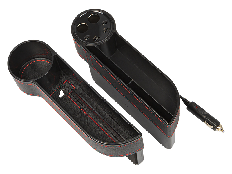 75-494#--Specyfikacja:PRAWY SCHOWEK:- Napięcie wejściowe: DC12V-24V- Wejścia USB: DC5V/2,1A + DC5C/2,1A- Gniazda zapalniczki: 2 (ze sterowanie poprzez przycisk ON/OFF)- Wyświetlacz: TAK- Monitor akumulatora samochodowego: TAK (z funkcją ostrzegania)- Wymiary&