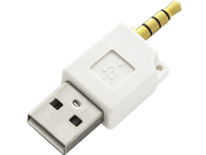 75-800#--Adapter: USB (A) - Jack 3,5mm 4 polowy do iPod shuffle- złącza: USB (A) na&amp;nbsp;Jack 3,5mm 4 polowy do iPod shuffle- kolor: biały- ładowanie lub przesyłanie danych- zgodny z urządzeniami: iPod shuffle (3 i 4 generacji)- opakowanie: blister z 