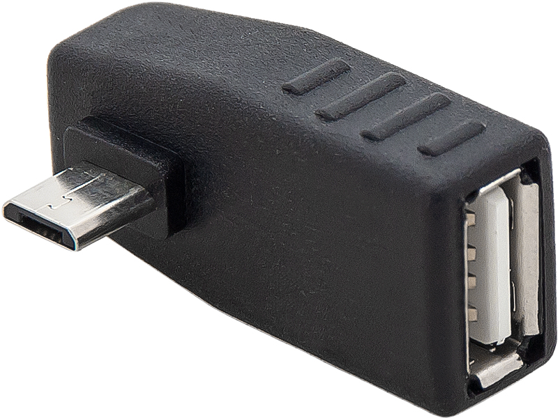 75-879#--Adapter kątowy wtyk micro USB (B) - gniazdo USB (A)- Umożliwia połączenie gniazda micro USB (B) i wtyku USB (A) oraz podłączenie urządzeń peryferyjnych: smartfona,&amp;nbsp; telefonu, tabletu, odtwarzacza muzyki, nawigacji, aparatu fotograficzneg
