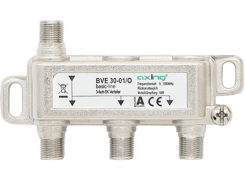 77-136#--Rozgałęźnik z gniazdami &amp;quot;F&amp;quot; szwajcarskiej marki Axing przeznaczony do podziału sygnału telewizji naziemnej i satelitarnej z jednego źr&amp;oacute;dła na trzy. Wysokiej jakości materiały użyte przy produkcji zapewniają be