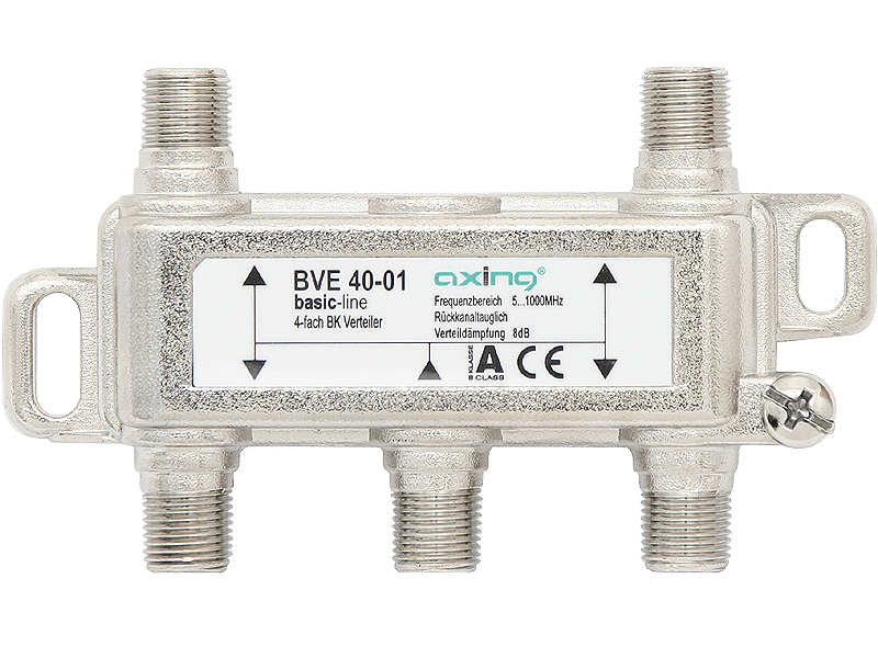 77-137#--Rozgałęźnik z gniazdami &amp;quot;F&amp;quot; szwajcarskiej marki Axing przeznaczony do podziału sygnału telewizji naziemnej i satelitarnej z jednego źr&amp;oacute;dła na cztery. Wysokiej jakości materiały użyte przy produkcji zapewniają 
