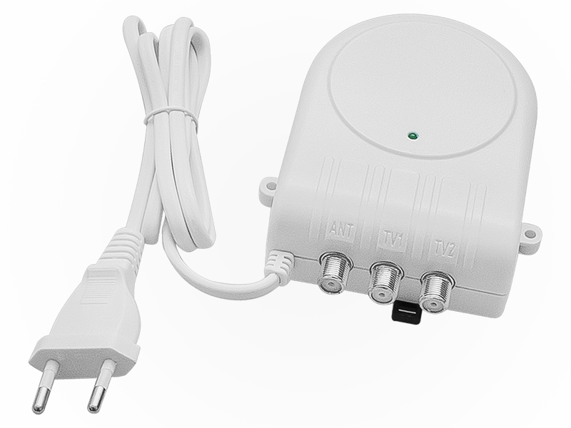 77-150#--Wzmacniacz apartamentowy znanej marki ONYX. Urządzenie jest przeznaczone do pracy wewnątrz budynku. W2301 ONYX pracuje w zakresach 40-400MHz i 470-862MHz. Posiada niezależną regulację wzmocnienia VHF i UHF. Wzmacniacz posiada przełącznik za pomocą, k