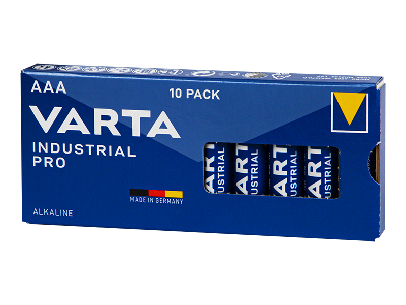 82-580#--Specyfikacja:- Nazwa producenta: VARTA INDUSTRIAL PRO- Napięcie: 1,5V- Oznaczenie: AAA, R3, LR3- Rodzaj: alkaliczna- Data produkcji: 2022- Opakowanie: 10 sztuk w kartoniku&amp;nbsp;Wysokiej jakości wzmocnione baterie alkaliczne znanej i cenionej 