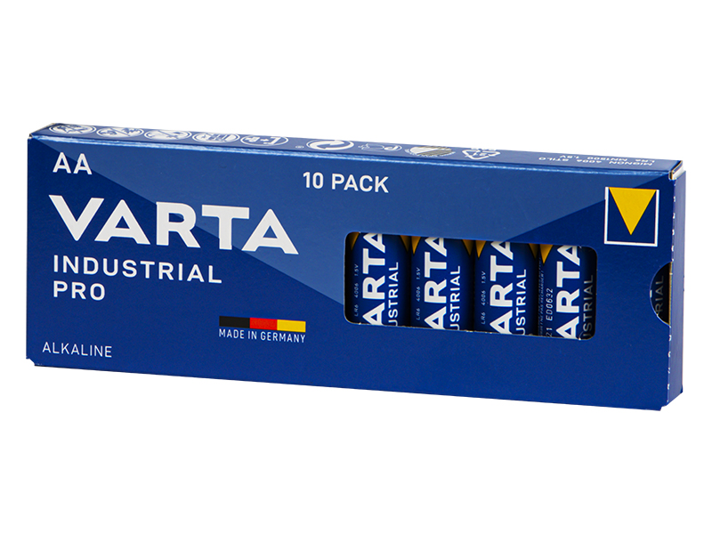 82-581#--Specyfikacja:- Nazwa producenta: VARTA INDUSTRIAL PRO- Napięcie: 1,5V- Oznaczenie: AA, R6, LR6- Rodzaj: alkaliczna- Data produkcji: 2022- Opakowanie: 10 sztuk w kartoniku&amp;nbsp;Wysokiej jakości wzmocnione baterie alkaliczne znanej i cenionej m