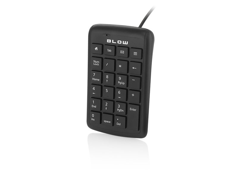 84-205#--Przewodowa klawiatura numeryczna marki Blow z interfejsem USB zbudowana z materiał&amp;oacute;w wysokiej jakości ze zwiększoną odpornością na wilgoć.&amp;nbsp;Pr&amp;oacute;cz standardowych klawiszy klawiatury numerycznej posiada klawisz 