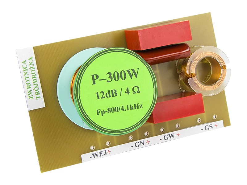 8811#               --Zwrotnica głośnikowa tr&amp;oacute;jdrożna 4 Ohm- Moc max.:&amp;nbsp;300 W- Punkt podziału częstotliwości:&amp;nbsp;Fp 800/4,1 KHz- Nachylenie zbocza:&amp;nbsp;12 dB