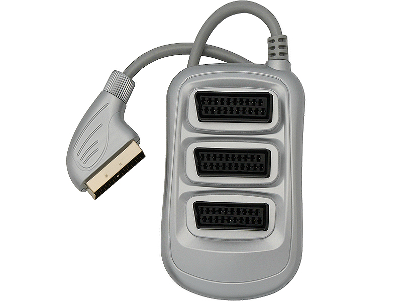 91-106#             --Rozgałęźnik z wtykiem SCART z przewodem oraz trzema gniazdami SCART.- Wtyk: 1 x SCART z przewodem- Gniazdo: 3 x SCART- Wersja: DIGITAL