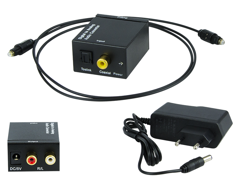 91-200#--Konwerter audio przeznaczony do domowego lub profesjonalnego przełączania dźwięku. Konwertuje cyfrowe sygnały Coaxial lub Toslink na analogowe audio L / R i umożliwia podłączenie do zewnętrznego urządzenia. Najważniejsze informacje:  Prosta i intuicy