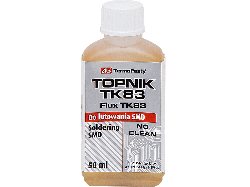 9178#--  Ciekły, średnio aktywny topnik typu 1.1.2/3 A wg ISO 9454-1, alkoholowy roztw&amp;oacute;r kalafonii z dodatkiem aktywator&amp;oacute;w organicznych, max. temperatura lutowania 280oC. Zawartość części całych 24%. Doskonale nadaje się do ręc