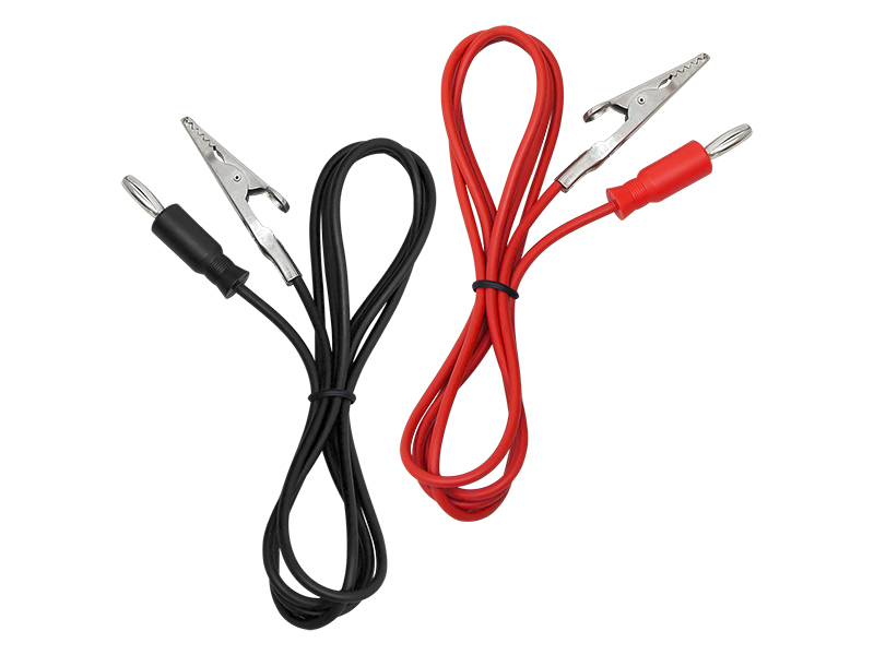 96-742#--Krokodylek elektrotechniczny z wtykiem bananowym- długość krokodylka: 50mm- maksymalne rozwarcie krokodylka: około 10mm- materiał przewodzący krokodylka: stal niklowana- długość całkowita:&amp;nbsp;1m- wtyk bananowy: tak- maksymalny prąd 15AZawar