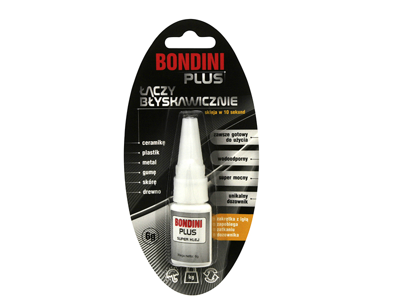 9716#               --Bondini Plus to doskonaly klej najnowszej generacji szczeg&amp;oacute;lnie zalecany do łączenia materiałow trudnych w klejeniu. Dzięki specjalnej modyfikacji idealnie nadaje się do łączenia materiał&amp;oacute;w porowatych typu: drewno, papie