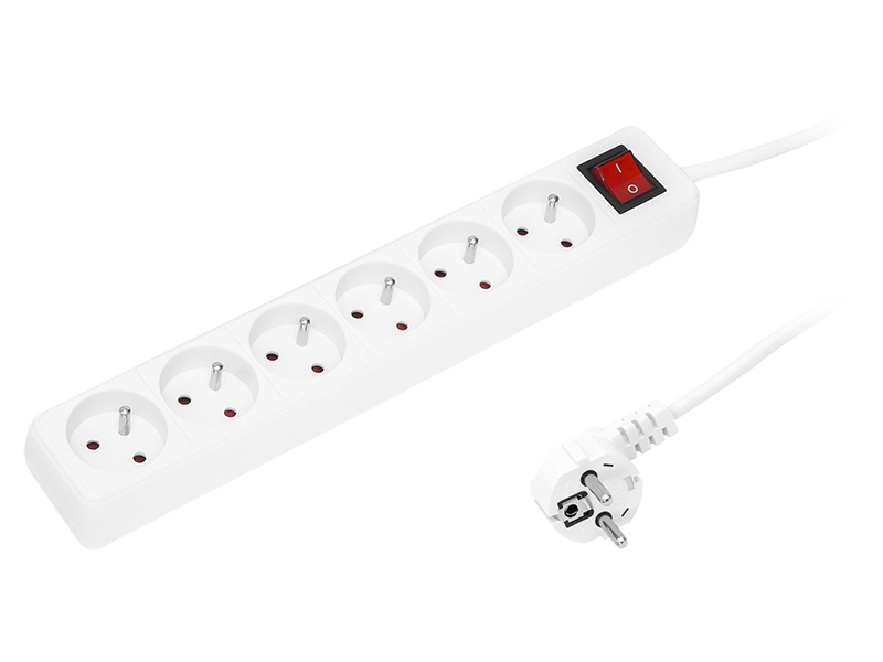 98-041#--Przedłużacz sieciowy PR-670WSP z kątowym wtykiem sieciowym, 6 gniazdami z uziemieniem oraz włącznikiem.- Model: PR-670WSP- Żyły: 3 x 1,5mm- Długość całkowita: 3m&amp;nbsp;- Długość przewodu: 2,8m- Wtyk: sieciowy, kątowy- Ilość gniazd: 6- Uziemien