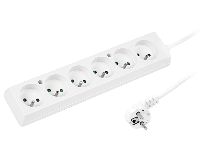 98-206#--Przedłużacz sieciowy polskiej marki PLASTROL - PS-670P z kątowym wtykiem sieciowym oraz 6 gniazdami z uziemieniem.- Model: PS-670P- Żyły: 3 x 1,5mm- Długość całkowita: 3m&amp;nbsp;- Długość przewodu: 2,8m- Wtyk: sieciowy, kątowy- Ilość gniazd: 6-