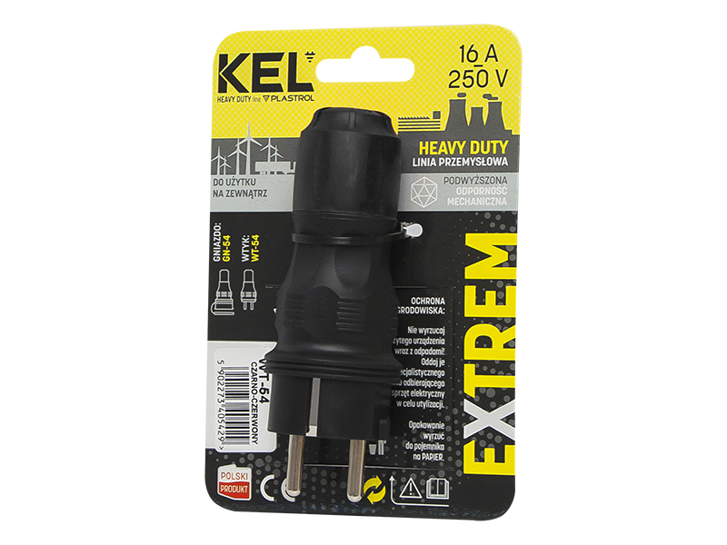 98-242#--98-242# Wtyczka wt-54 prosta czarna hermetyczna