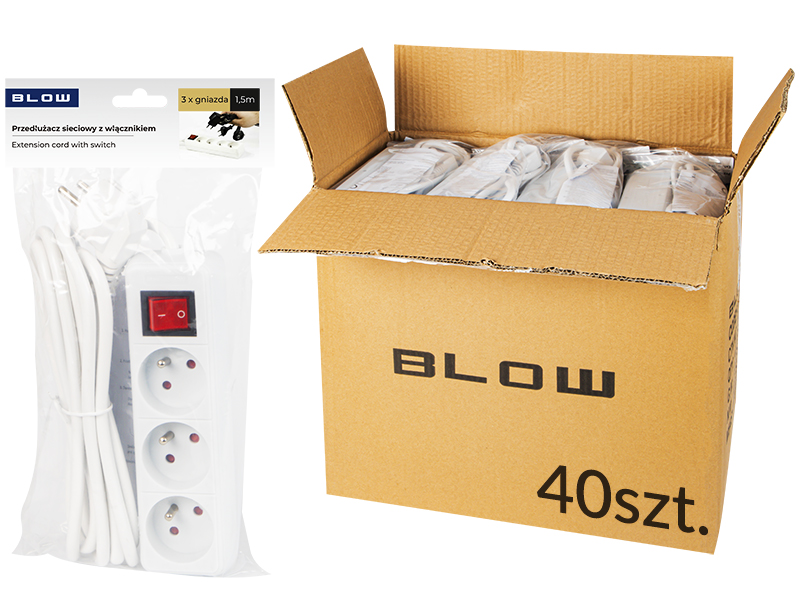 98-531#--Przedłużacz sieciowy PR-370WSP z kątowym wtykiem sieciowym, 3 gniazdami z uziemieniem oraz włącznikiem. Specyfikacja:  Model: PR-370WSP Żyły: 3 x 1,5mm Długość całkowita: 1,5m&amp;nbsp; Długość przewodu: 1,3m Wtyk: sieciowy, kątowy Ilość gniazd: 