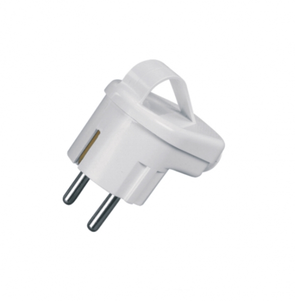 WT-16UZ/BIAŁY--Wtyczka kątowa Uni-Schuko rozbieralna z uchem. Dostępne kolory: biały, czarny.