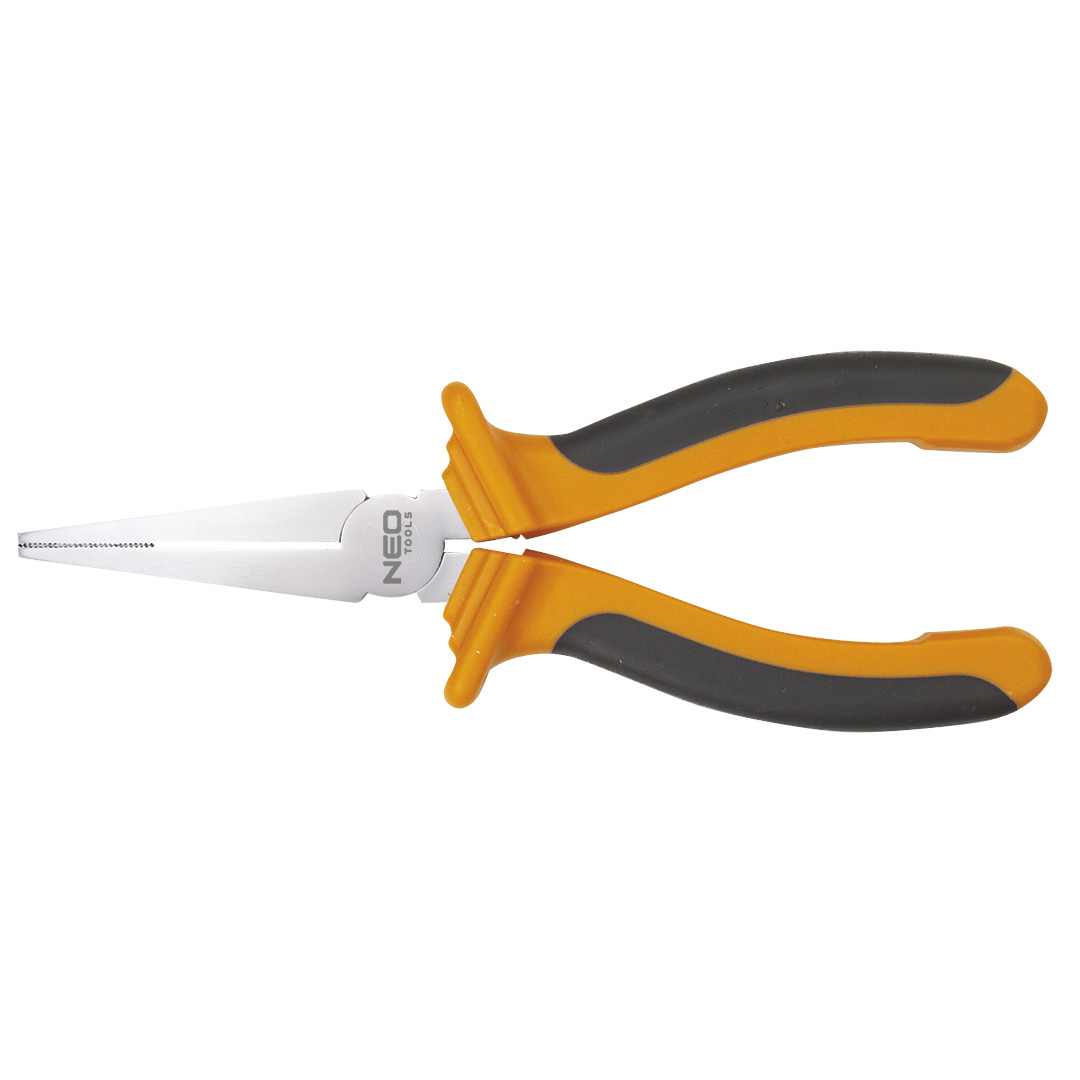 TOP-01-019--Szczypce płaskie 160 mm, ząbkowane szczęki, DIN5745, uchwyt dwumateriałowy, TÜV
