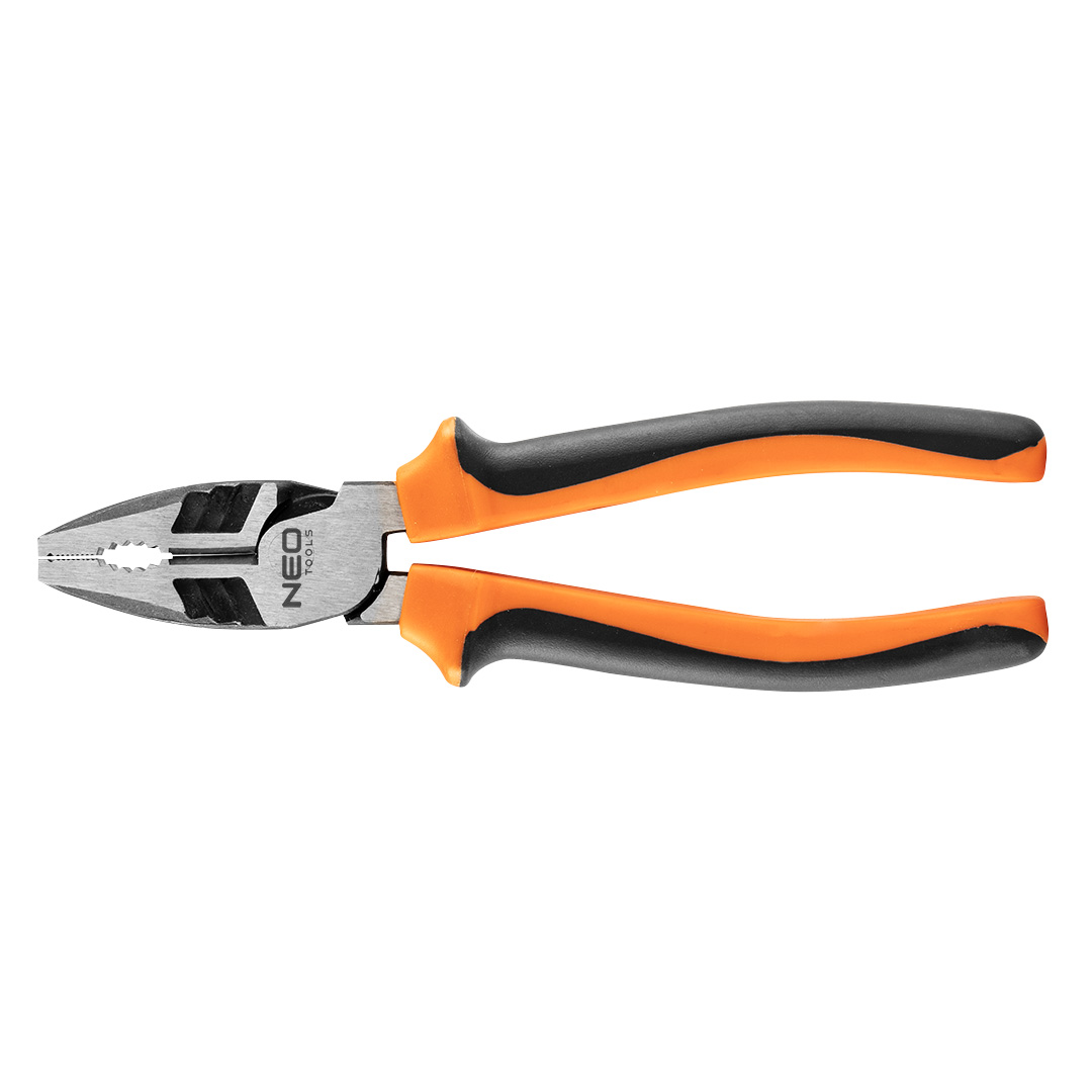 TOP-01-153--Szczypce uniwersalne długość 200mm, 40% oszczędności siły dzięki przesunięciu trzpienia bliżej szczęk, stal chromowo niklowa antykorozyjna, uchwyt dwukomponentowy TPR+ABS, ząbkowana głowica, dodatkowy otwór w szczękach do przytrzymania np. gwoździa