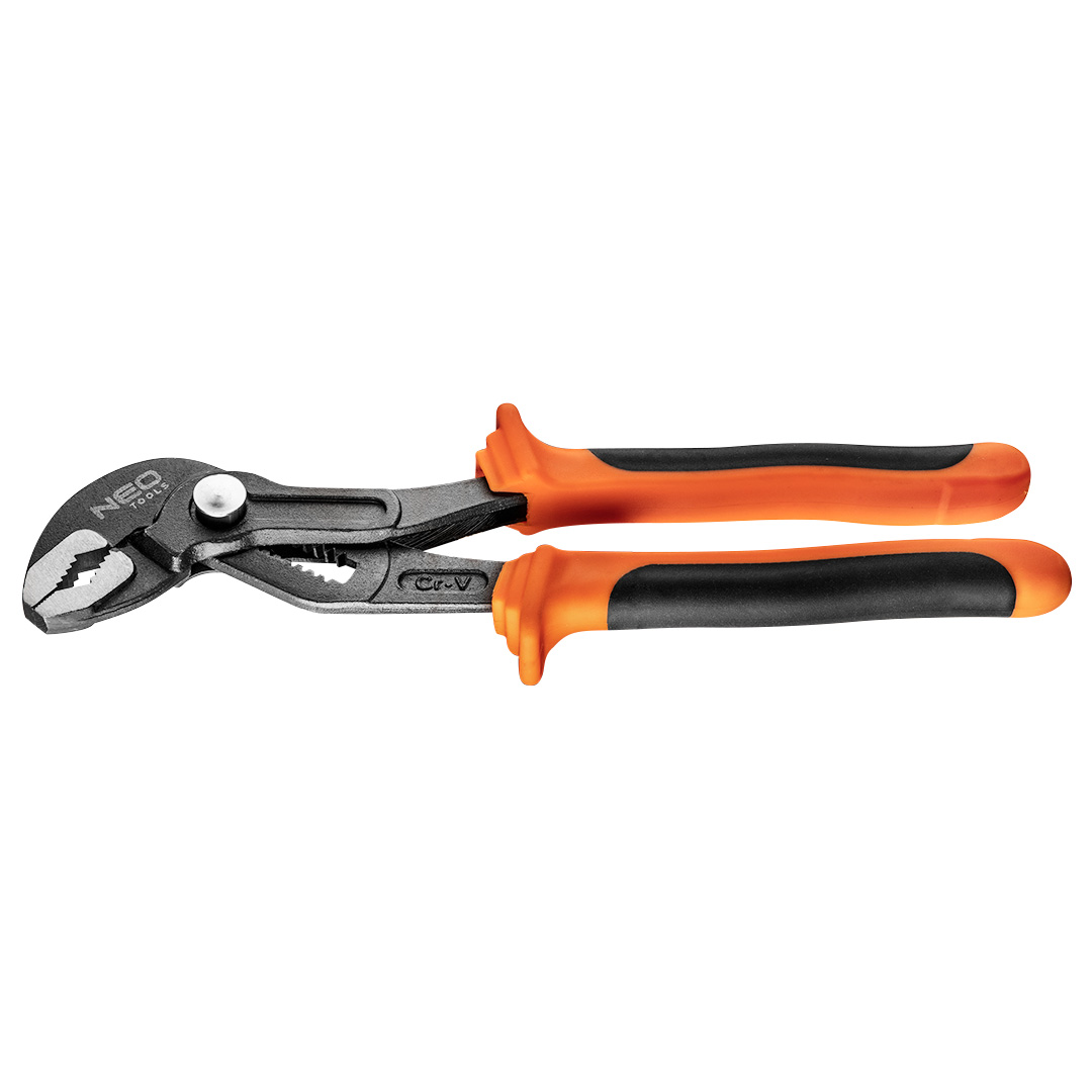 TOP-01-200--Szczypce do rur 240 mm, zakres 0-31 mm, nastawny przegub zębatkowy, szczęki polerowane, stal CrV, DIN 8976, dwumateriałowy uchwyt, TÜV
