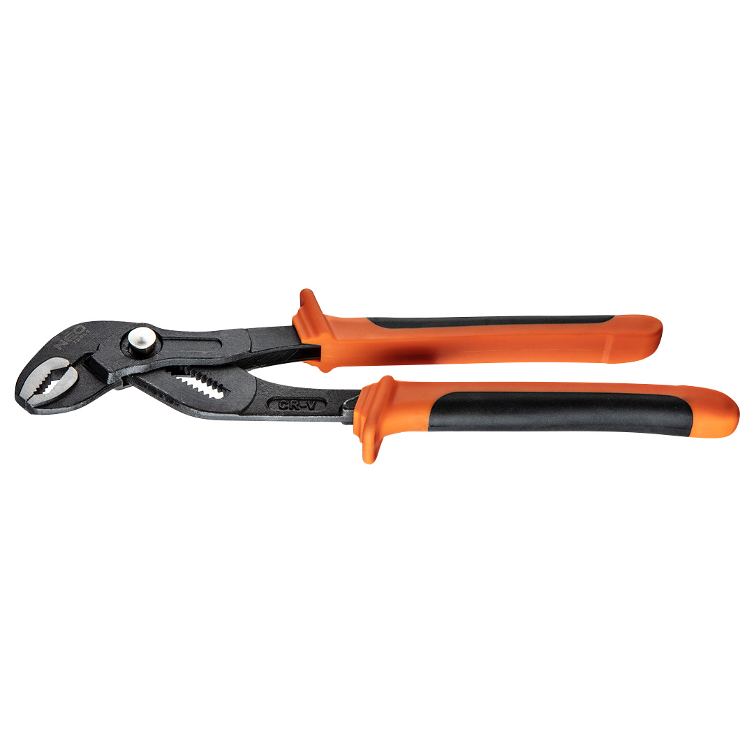 TOP-01-203--Szczypce do rur 300 mm, zakres 0-41 mm, nastawny przegub zębatkowy, szczęki polerowane, stal CrV, DIN 8976, dwumateriałowy uchwyt, TÜV
