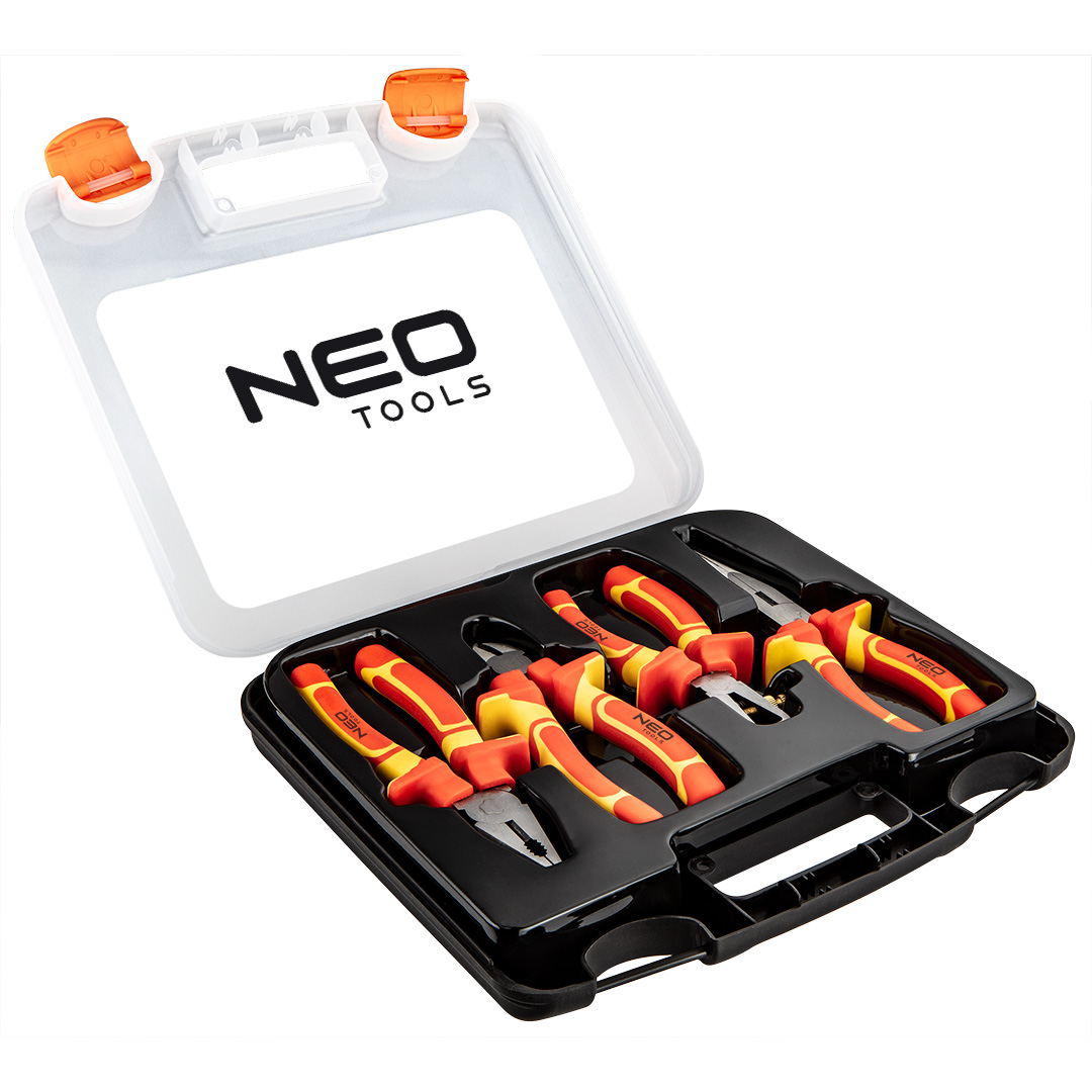 TOP-01-236--Zestaw szczypiec 1000V, 4 szt., rękojeść dwumateriałowa, stal CrV, certyfikat TÜV