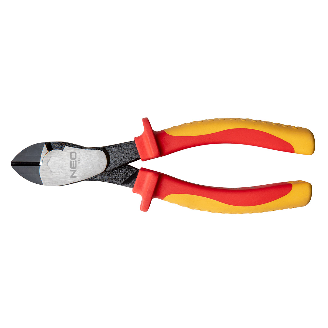 TOP-01-244--Szczypce boczne 1000V, 180 mm, twardość powierzchni tnących 55-60 HRc, stal CrV, z certyfikatem, maksymalna średnica cięcia dla miękkiego drutu 3.8 mm, twardego drutu 2.7 mm, strun fortepianowych 2.2 mm, DIN 5749, uchwyt dwumateriałowy, TÜV