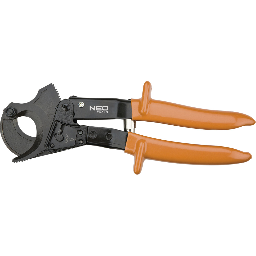 TOP-01-516--Obcinak do kabli miedzianych i aluminiowych 250 mm, z grzechotką, TÜV