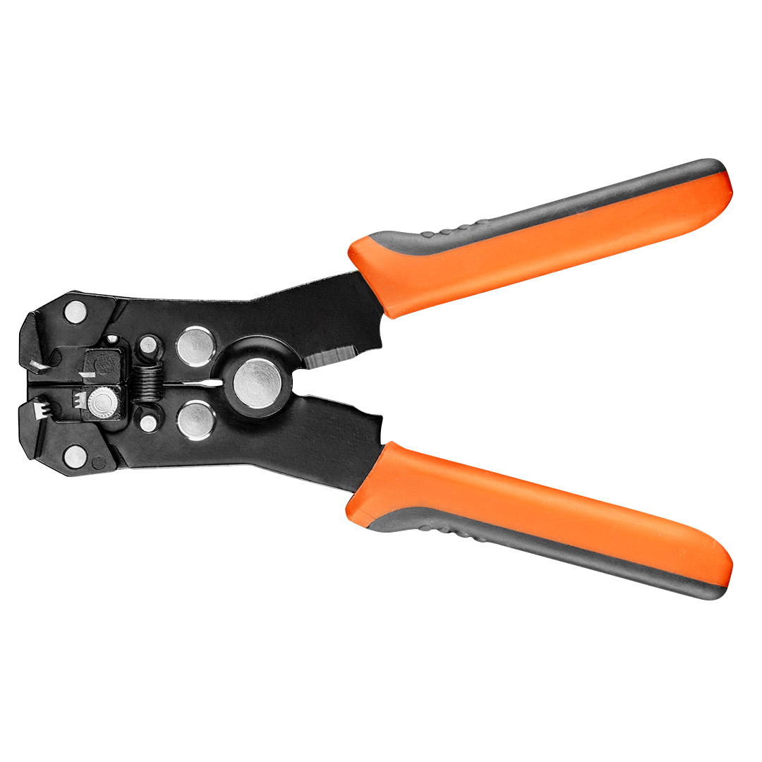 TOP-01-534--Automatyczny ściągacz izolacji 160 mm, czołowy, twardość szczęk 52-60 HRc, zakres pracy 0.5-6.0 mm2, zakres zaciskania końcówek konektorowych 1.5-6 mm2 (22-10AWG), obcinak kabli, dwukomponentowy uchwyt
