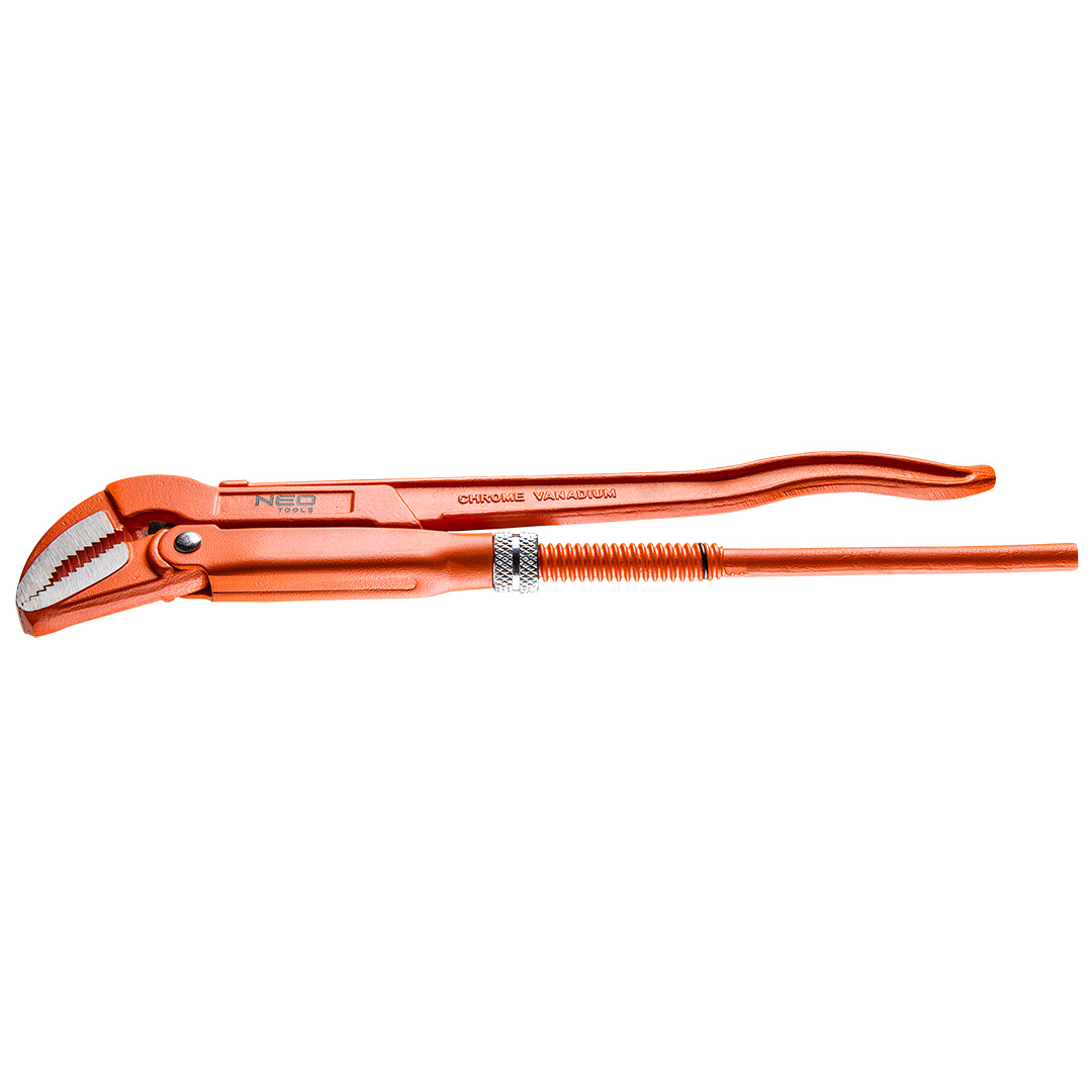 TOP-02-126--Klucz do rur typ 45°, 330 mm, 1.0", odkuwany, szlifowane i polerowane szczęki, stal CrV, DIN5234, TÜV