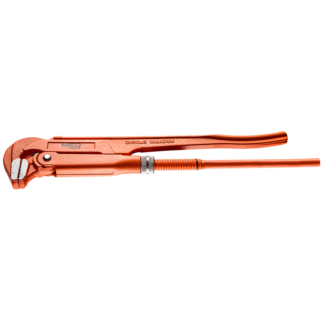 TOP-02-130--Klucz do rur typ 90°, 320 mm, 1.0", odkuwany, szlifowane i polerowane szczęki, stal CrV, DIN5234, TÜV