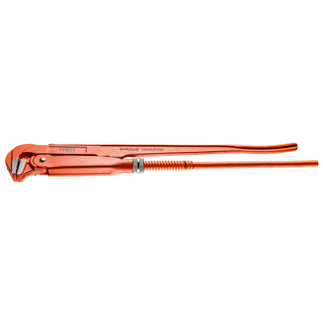TOP-02-132--Klucz do rur typ 90°, 560 mm, 2.0°, odkuwany, szlifowane i polerowane szczęki, stal CrV, DIN5234, TÜV