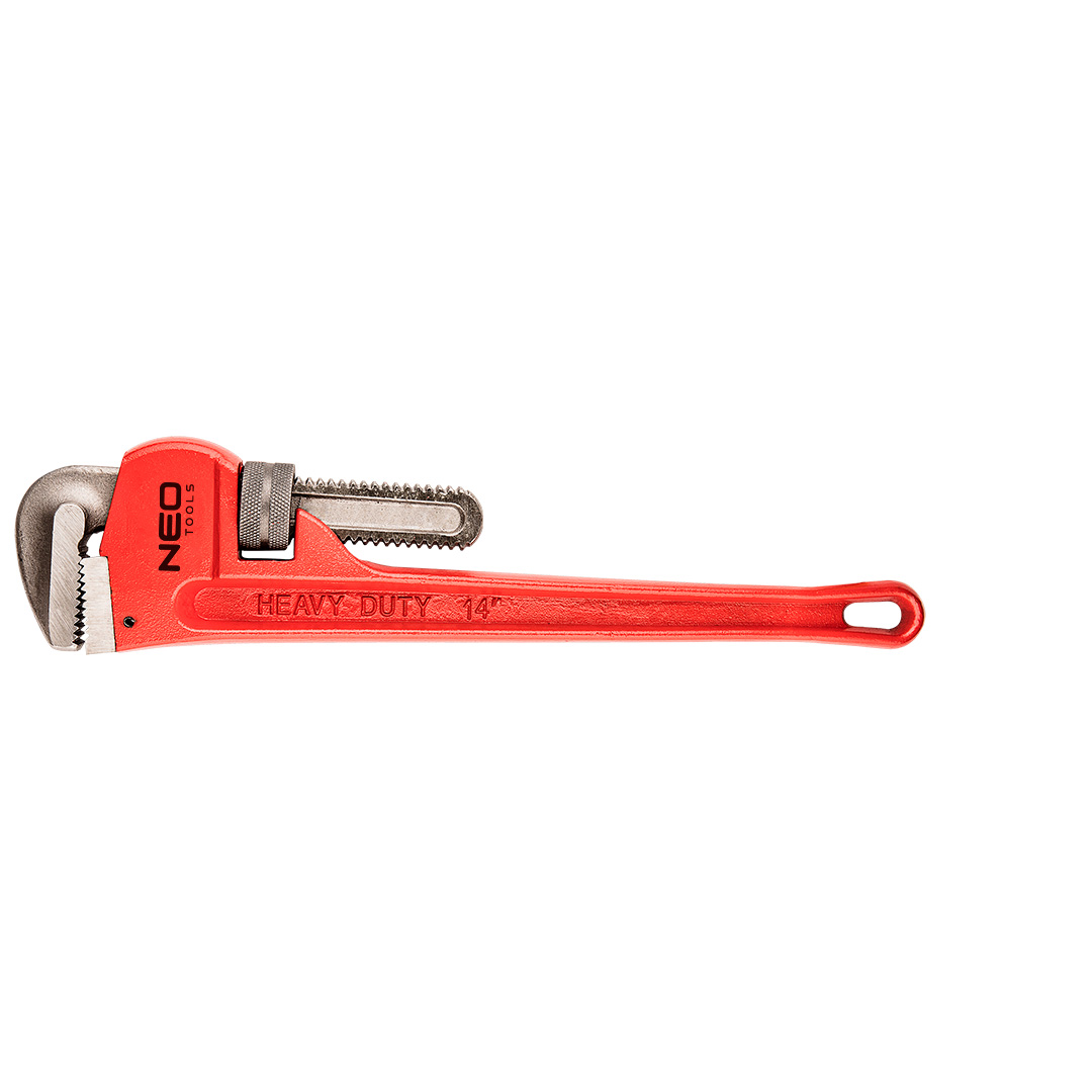 TOP-02-417--Klucz do rur stillson 350 mm, zakres 58 mm, 14", waga 1.25 kg, korpus z żeliwa sferoidalnego, szczęki odkuwane, szlifowane, rowkowane, mechanizm ślimakowy