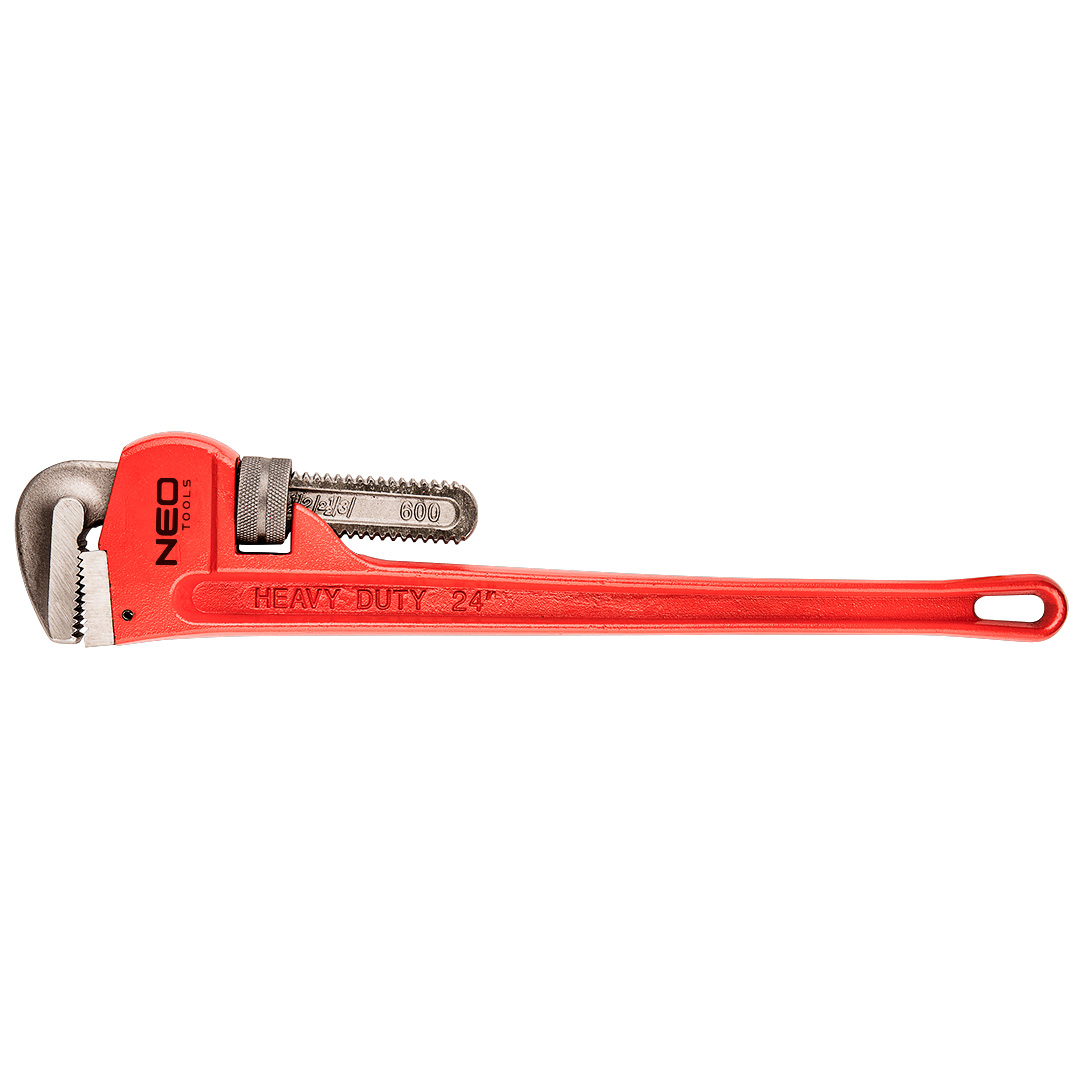 TOP-02-419--Klucz do rur stillson 600 mm, zakres 100 mm, 24", waga 2.73 kg, korpus z żeliwa sferoidalnego, szczęki odkuwane, szlifowane, rowkowane, mechanizm ślimakowy