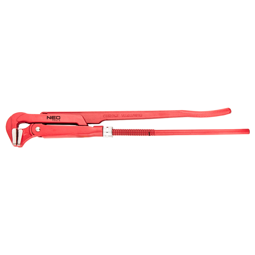 TOP-02-424--Klucz do rur typ "90°", długość 420 mm, rozstaw szczęk 1.5", stal chromowo wanadowa, szczęki odkuwane i szlifowane, śruba nastawna, mechanizm ślimakowy, szczęki z zębami