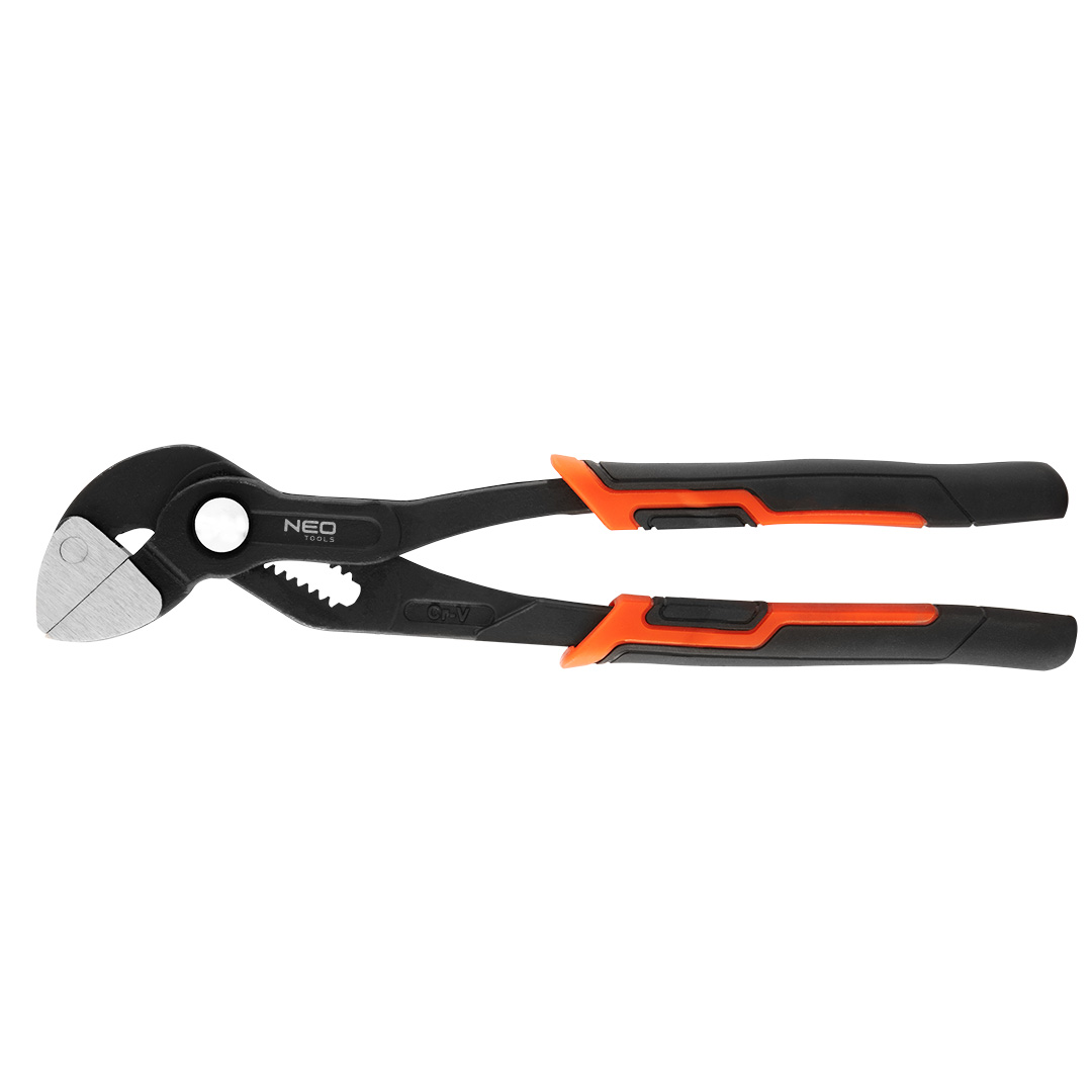 TOP-02-441--Szczypce do armatury, szczęki płaskie, długość 250mm, stal chromowo wanadowa, rozstaw szczęk 0-42 mm, dwukomponentowy uchwyt, zębaty przegub nastawny