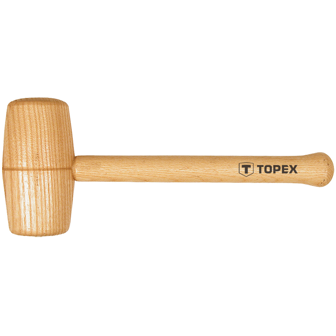 TOP-02A057--Młotek drewniany okrągły, 70 mm, trzonek drewniany, długość 290 mm
