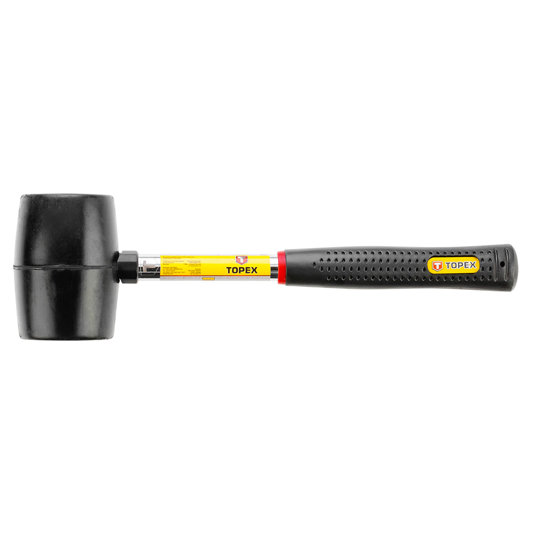 TOP-02A305--Młotek gumowy O 60 mm, 450 g, metalowy trzonek - rurka profilowana hartowana, gumowany uchwyt, (LxH) 325 x 96 mm
