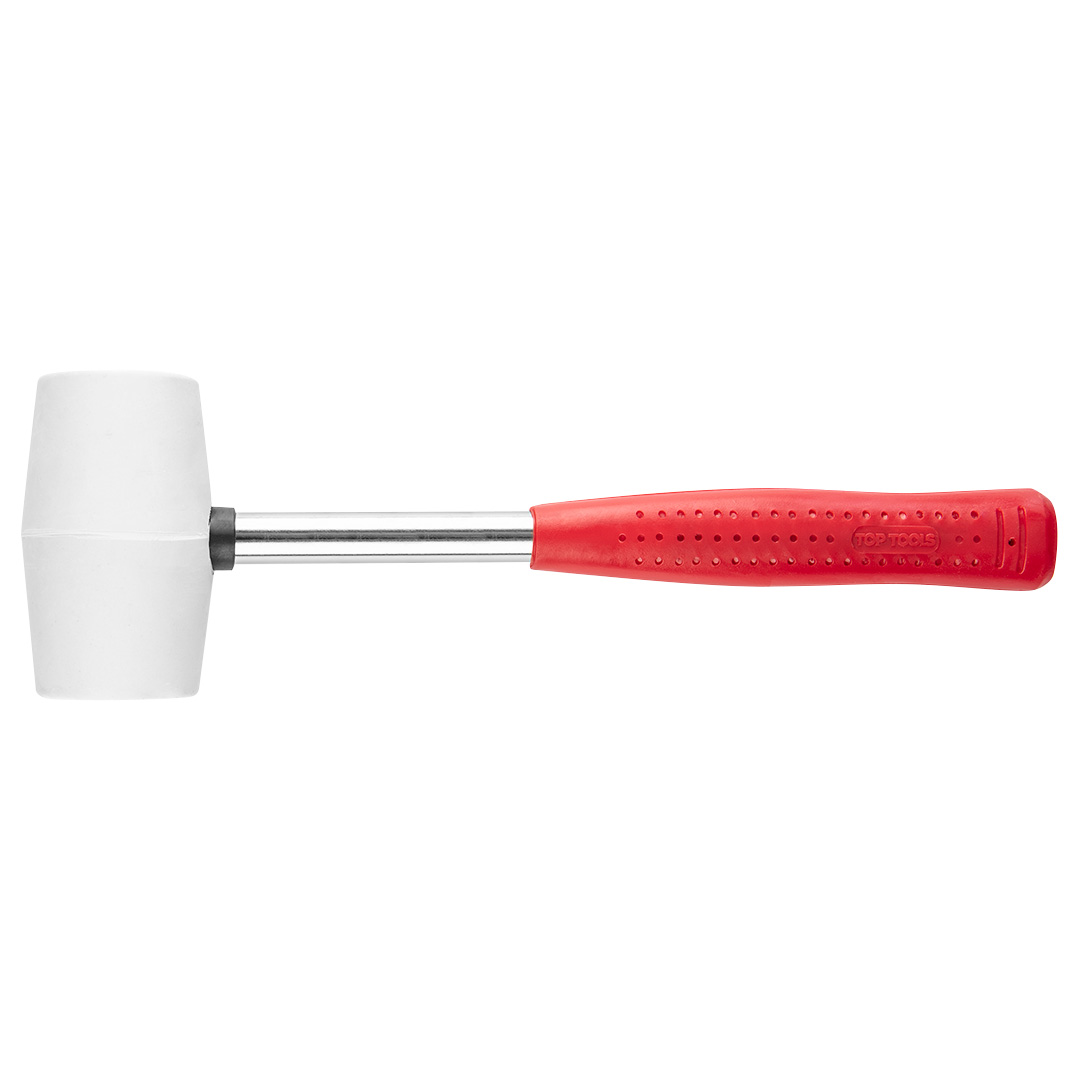 TOP-02A310--Młotek gumowy 225 g, 40 mm, biała guma, trzonek metalowy, uchwyt pokryty gumą