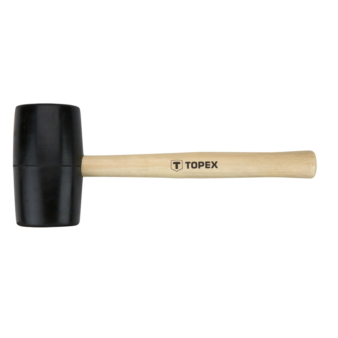 TOP-02A345--Młotek gumowy O 63 mm 680 g, trzonek drewniany, (LxH) 337 x 116 mm, czarna guma