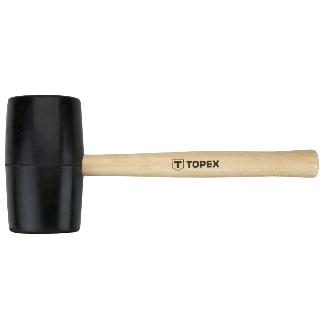 TOP-02A347--Młotek gumowy O 72 mm 900 g, trzonek drewniany, (LxH) 338 x 120 mm, czarna guma