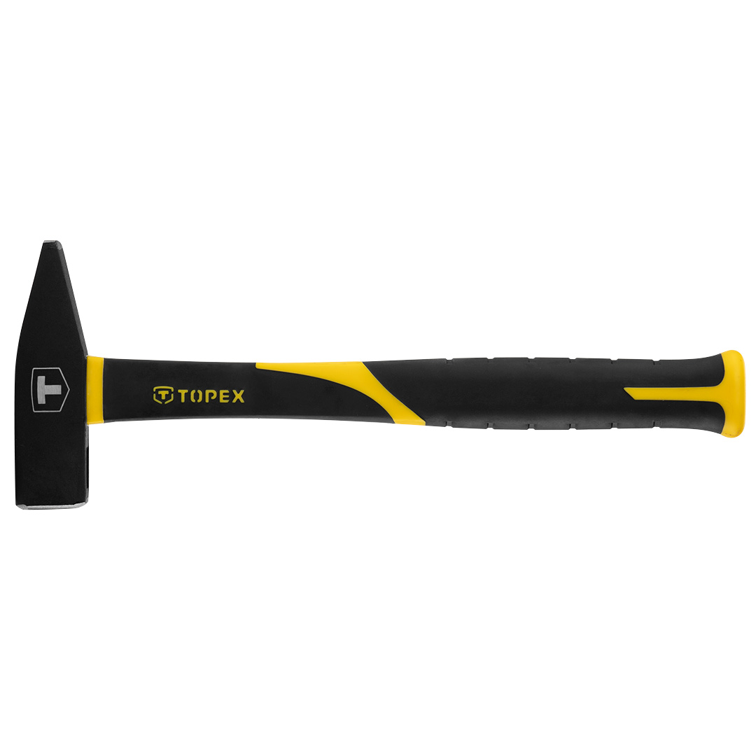 TOP-02A838--Młotek ślusarski 800 g, trzonek z włókna szklanego, (LxHxW) 350 x 130 x 33 mm, gumowany uchwyt, DIN1041